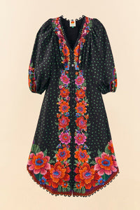MEDIA OFF LINE_Robe Eng Blooming Garden en lin - Noir