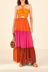 MEDIA OFF LINE_Robe longue Color Blocking - Multicolore