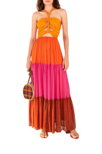 MEDIA OFF LINE_Robe longue Color Blocking - Multicolore