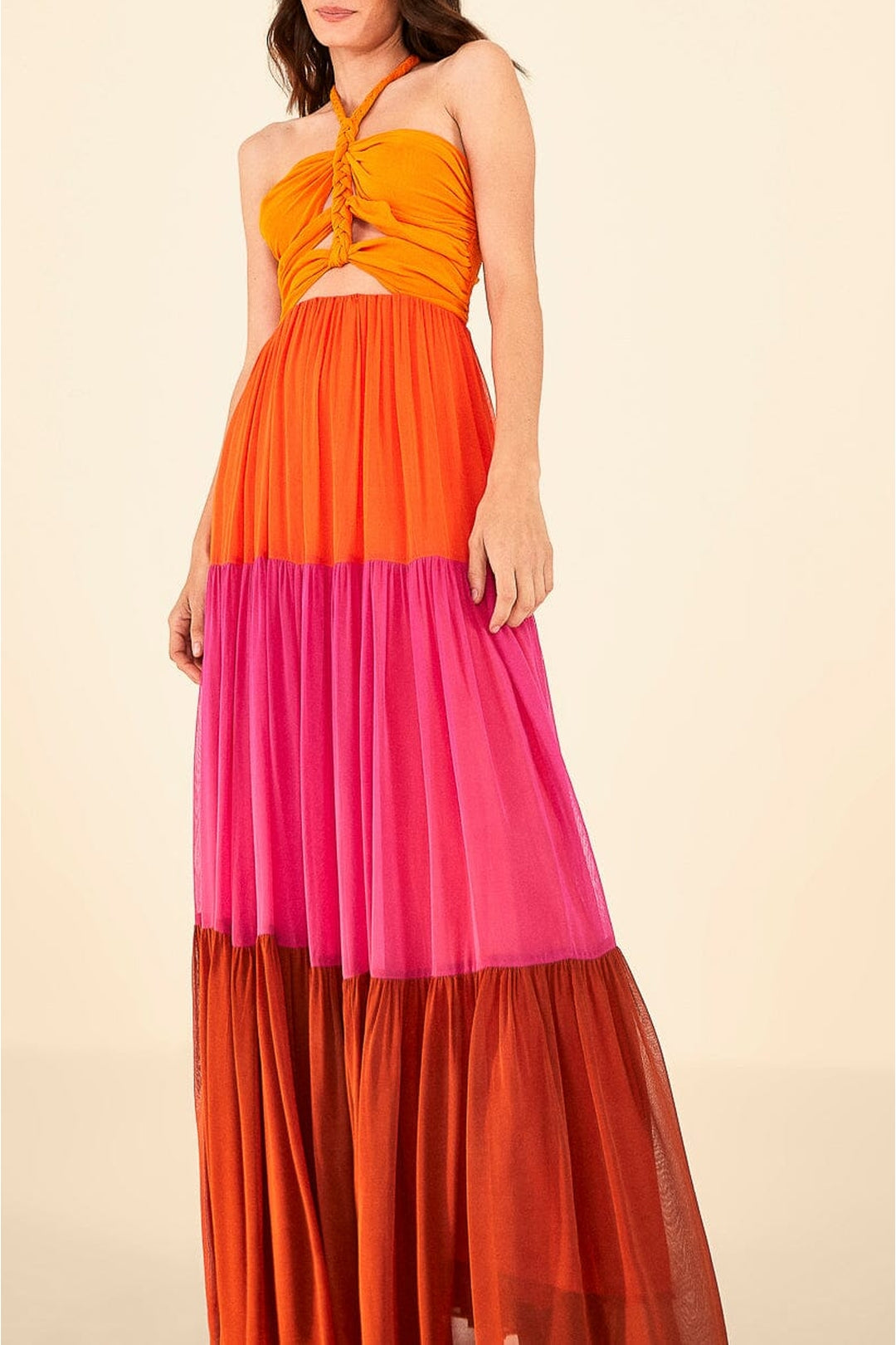 MEDIA OFF LINE_Robe longue Color Blocking - Multicolore