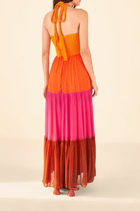 MEDIA OFF LINE_Robe longue Color Blocking - Multicolore