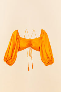 Blouse courte en satin - Orange