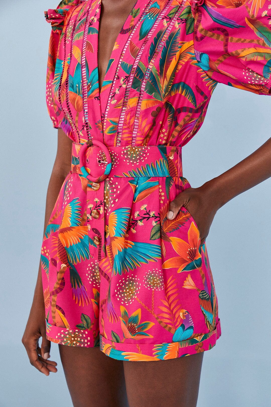 Combi-short Macaw Party en coton - Rose