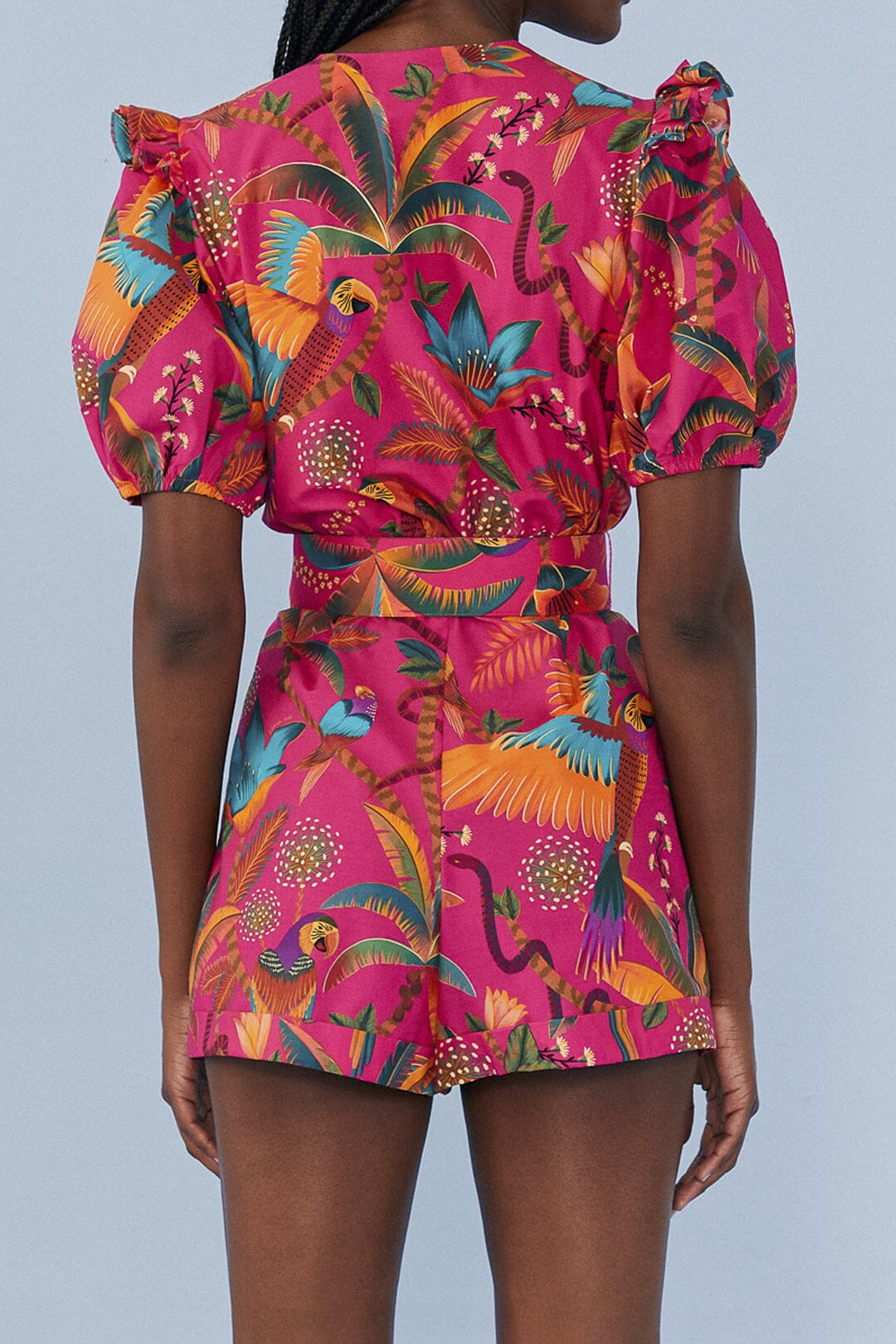 Combi-short Macaw Party en coton - Rose