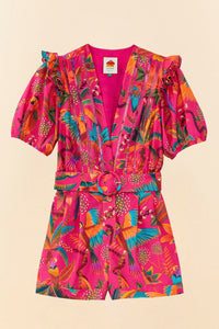Combi-short Macaw Party en coton - Rose