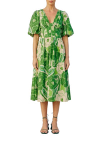 Robe midi Tropical Groove - Vert