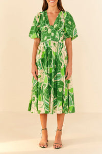 MEDIA OFF LINE_Robe midi Tropical Groove - Vert