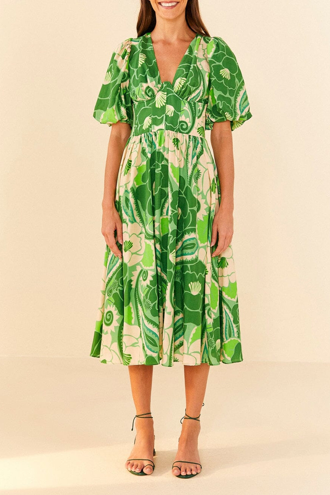 MEDIA OFF LINE_Robe midi Tropical Groove - Vert
