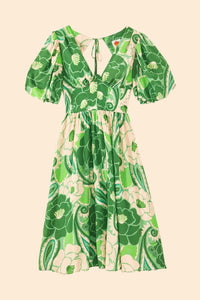 MEDIA OFF LINE_Robe midi Tropical Groove - Vert
