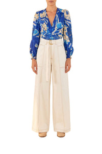 Blouse Tropical Groove en coton - Bleu
