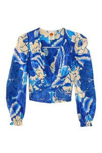 Blouse Tropical Groove en coton - Bleu
