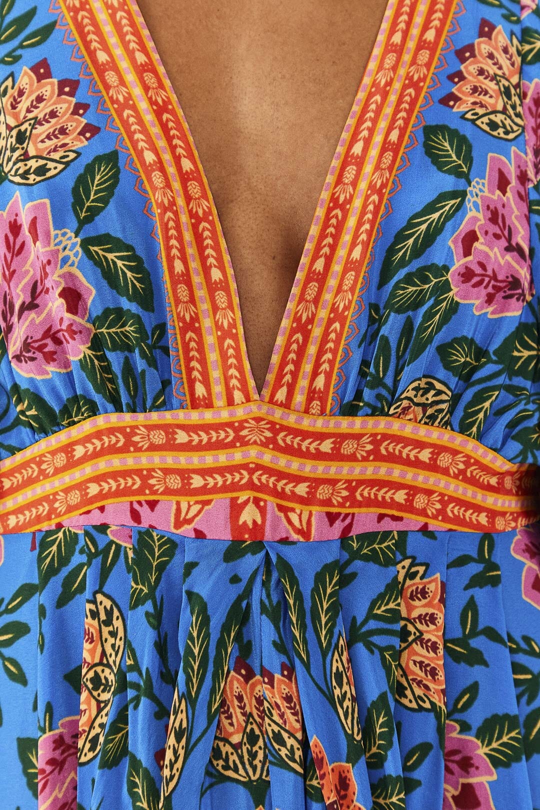 MEDIA OFF LINE_Robe longue caftan Jardin Ananas - Bleu