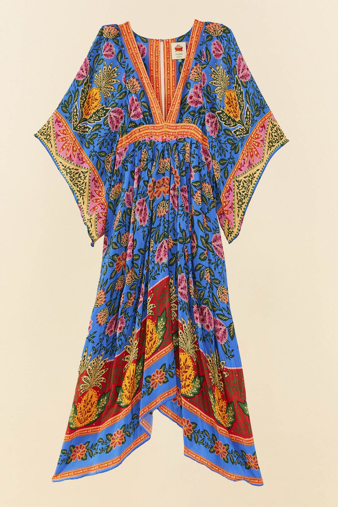 MEDIA OFF LINE_Robe longue caftan Jardin Ananas - Bleu