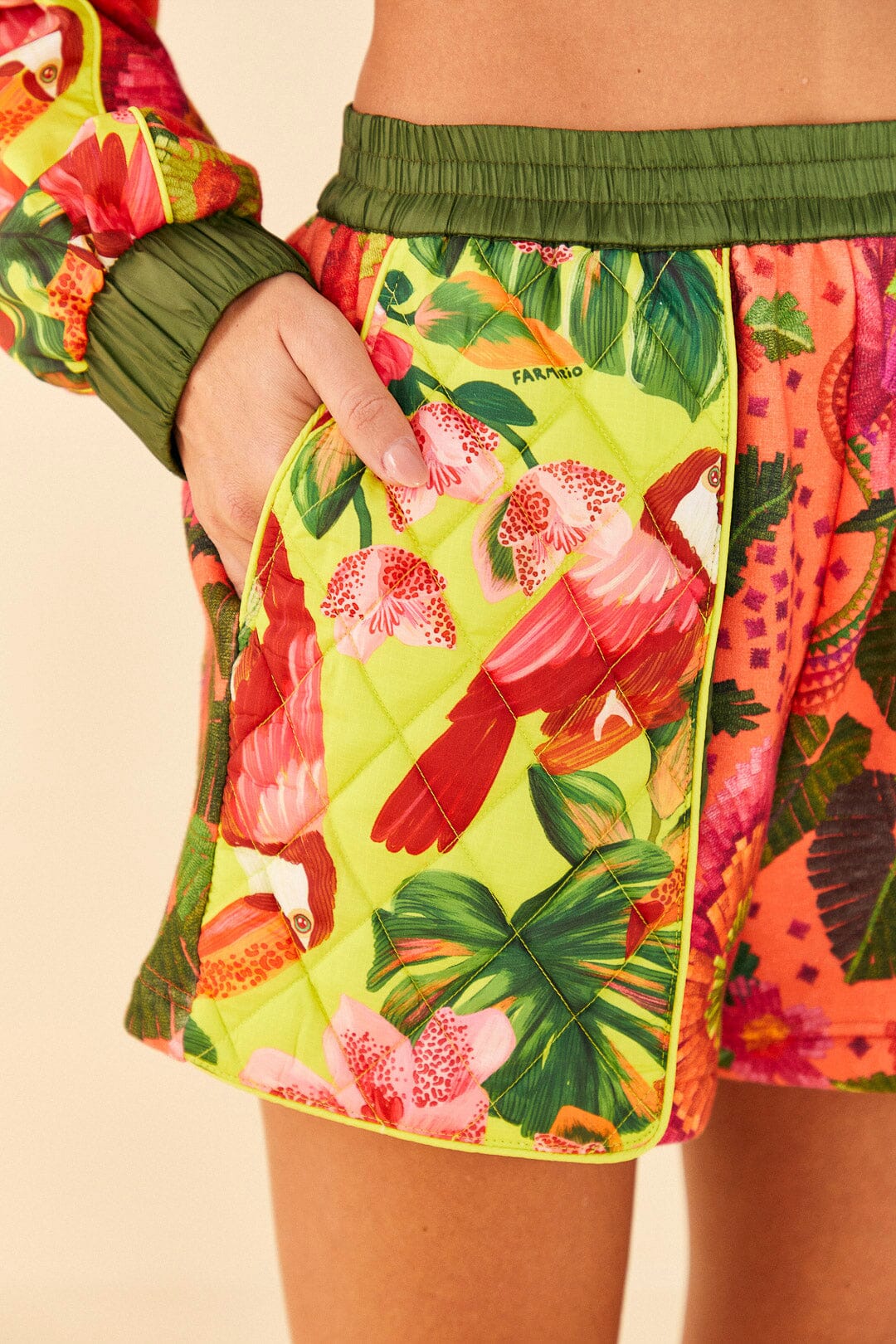 Short Jardin fleuri en coton mélangé - Multicolore