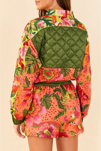 Short Jardin fleuri en coton mélangé - Multicolore