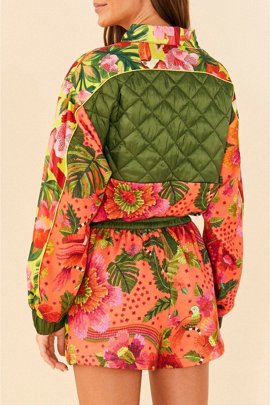 Short Jardin fleuri en coton mélangé - Multicolore
