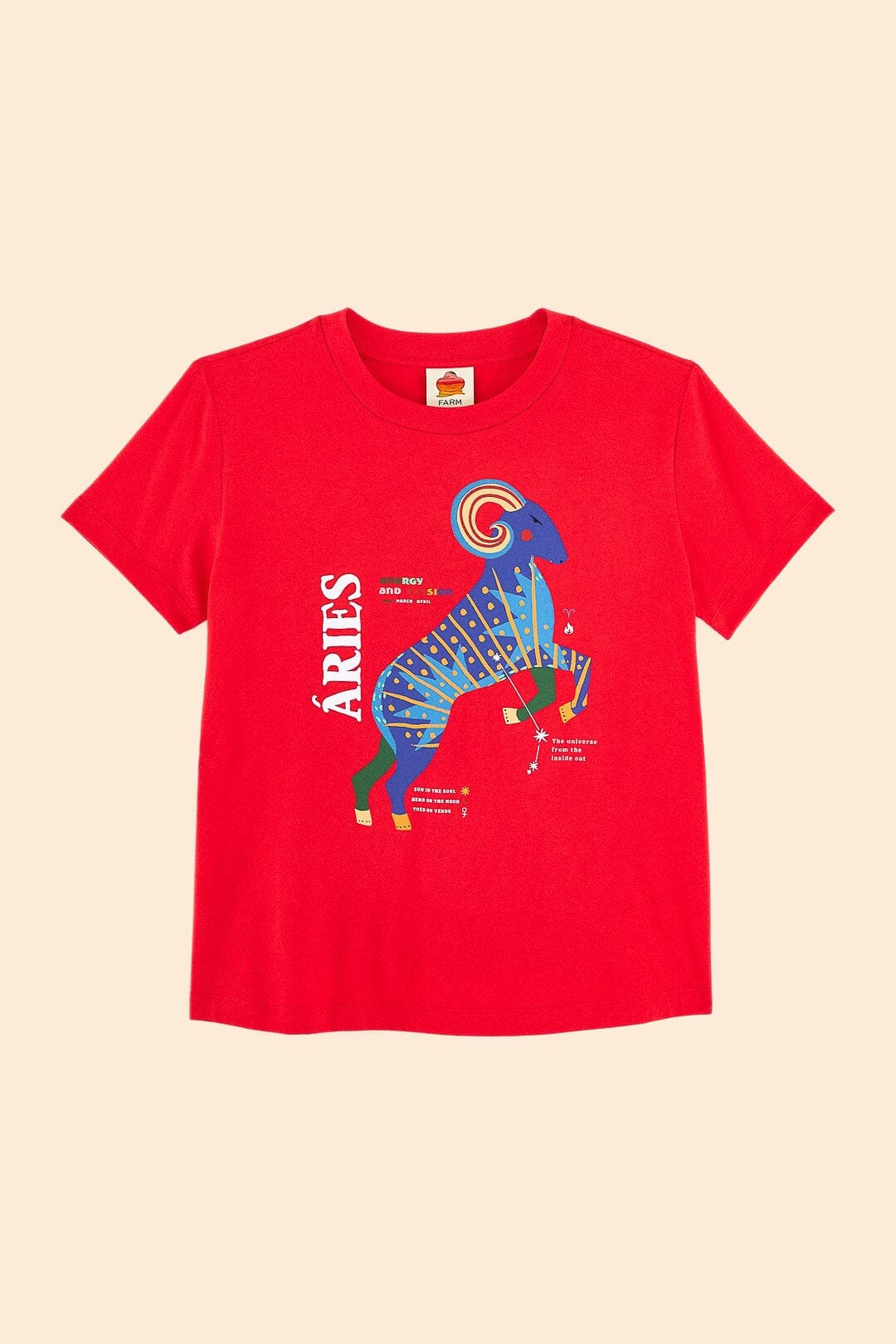 T-shirt imprimé signe du zodiaque Bélier en coton - Rouge