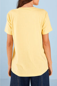 T-shirt imprimé signe du zodiaque Lion en coton - Jaune