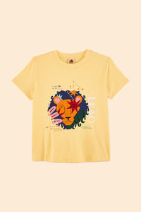 T-shirt imprimé signe du zodiaque Lion en coton - Jaune