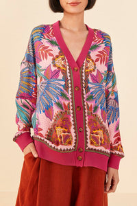 Cardigan Macaw effet foulard - Rose