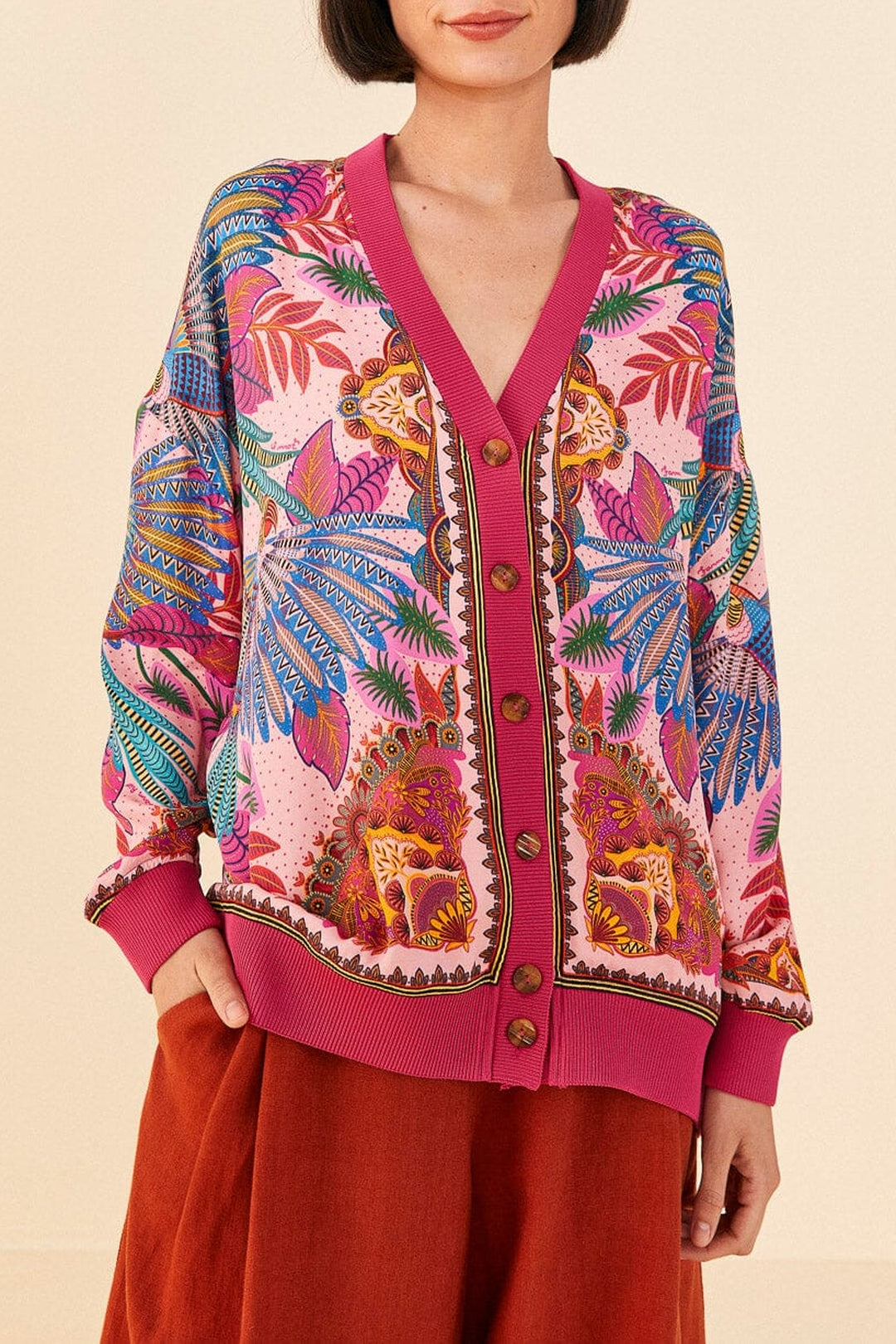 Cardigan Macaw effet foulard - Rose