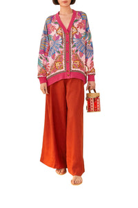 Cardigan Macaw effet foulard - Rose