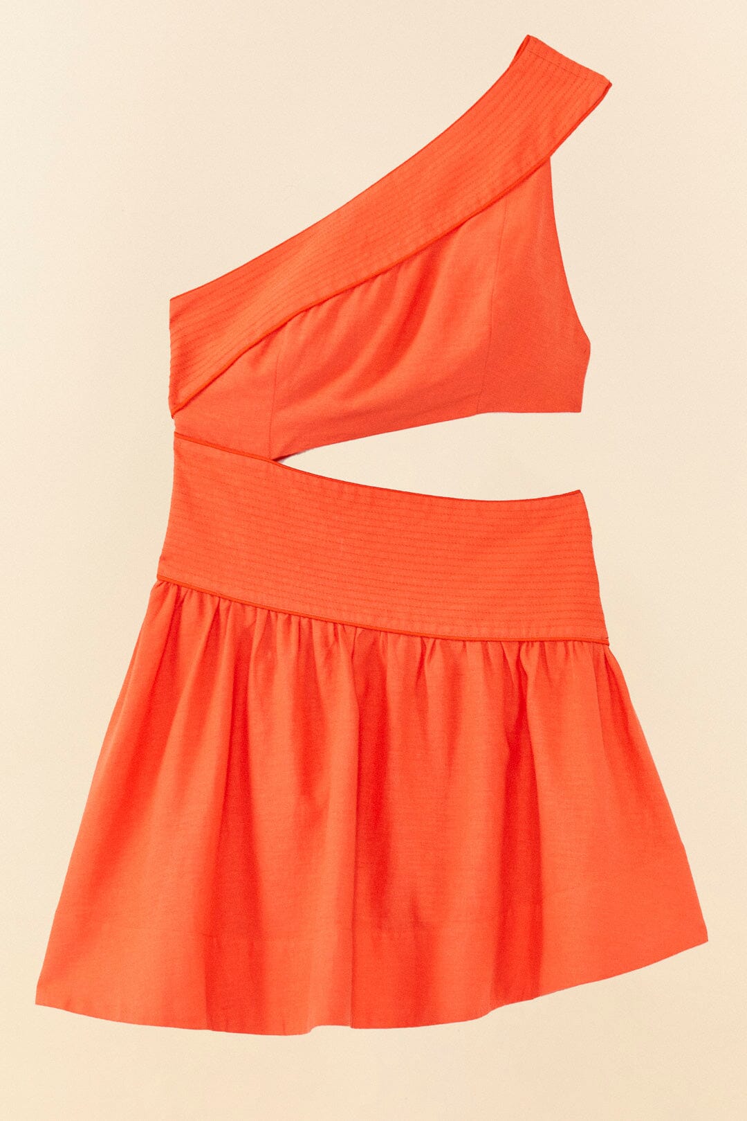 Robe courte asymétrique en lin - Orange