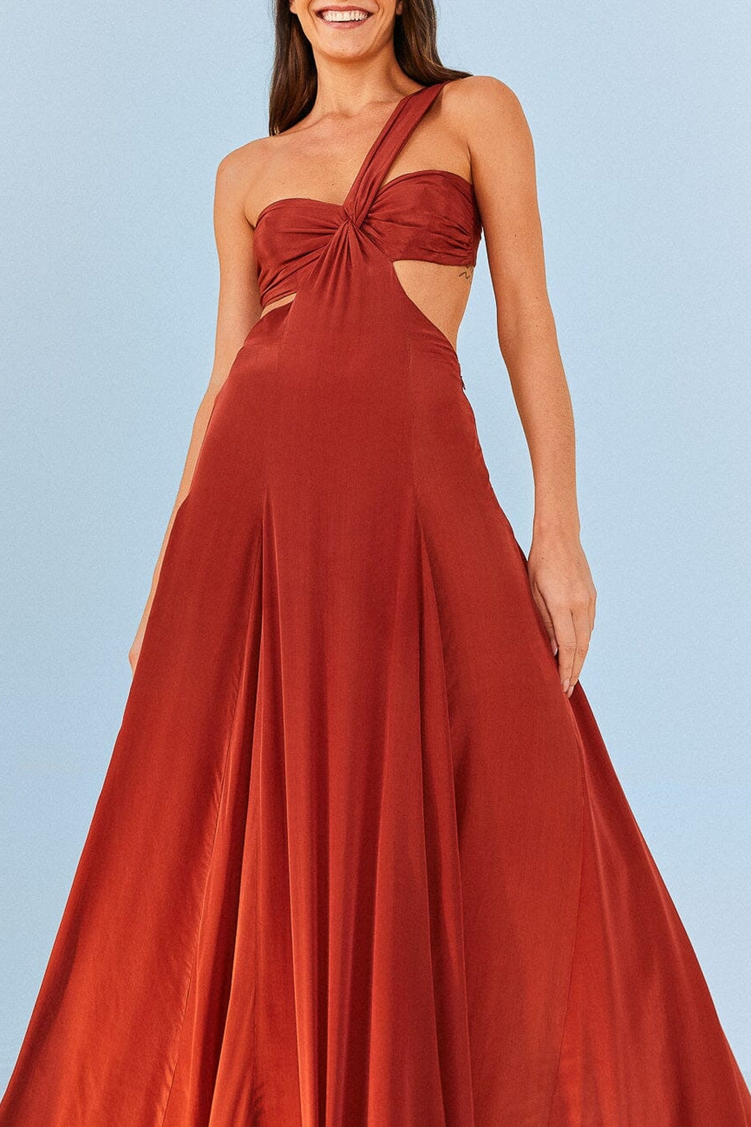 MEDIA OFF LINE_Robe longue asymétrique à bandeau - Rouge