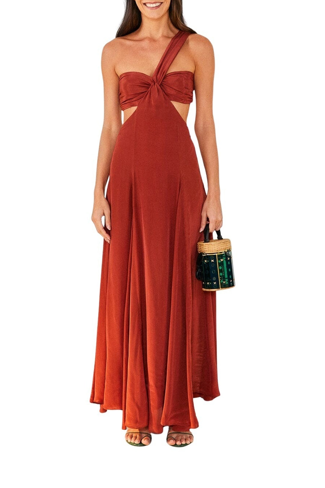 MEDIA OFF LINE_Robe longue asymétrique à bandeau - Rouge