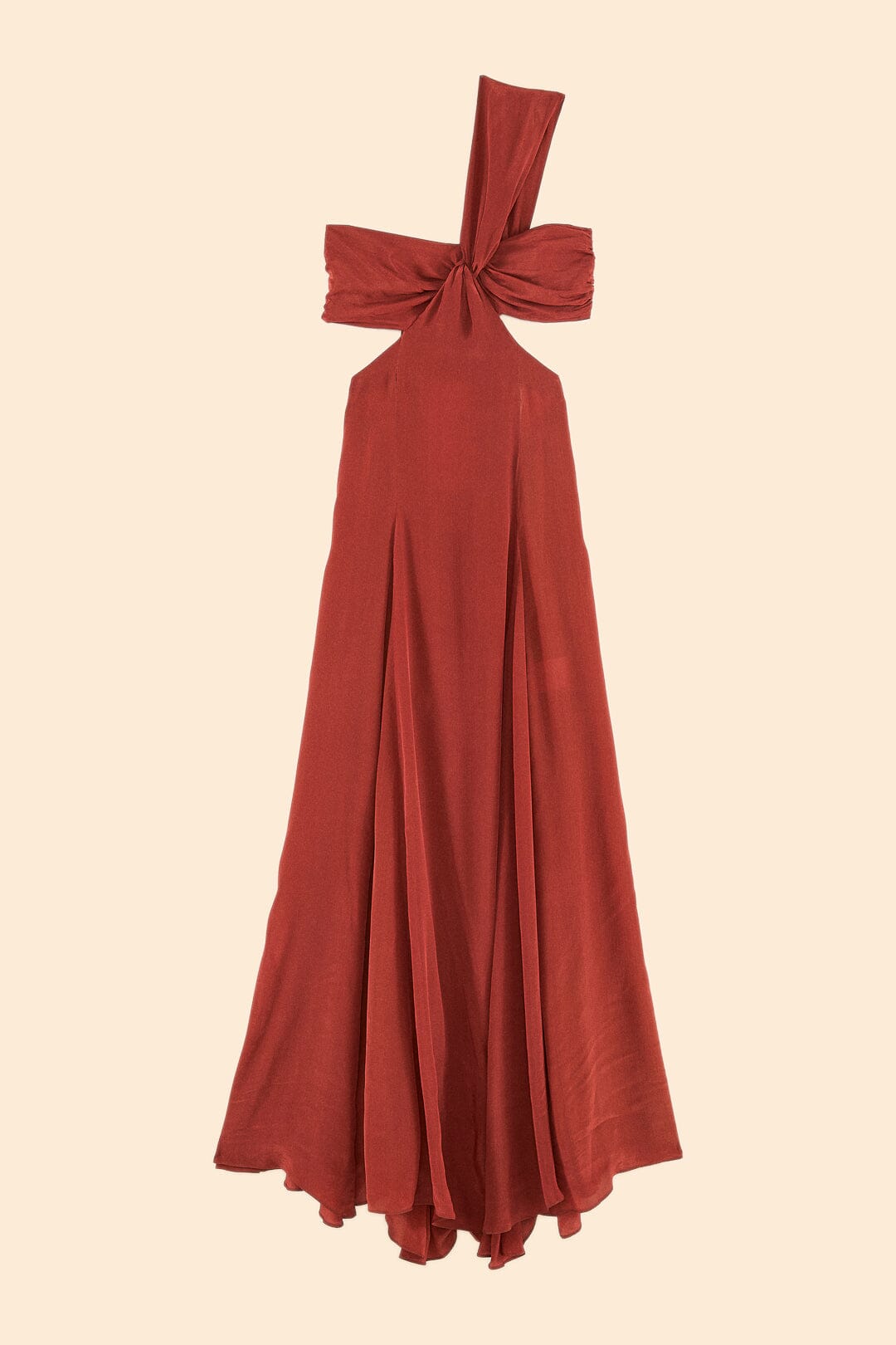 MEDIA OFF LINE_Robe longue asymétrique à bandeau - Rouge