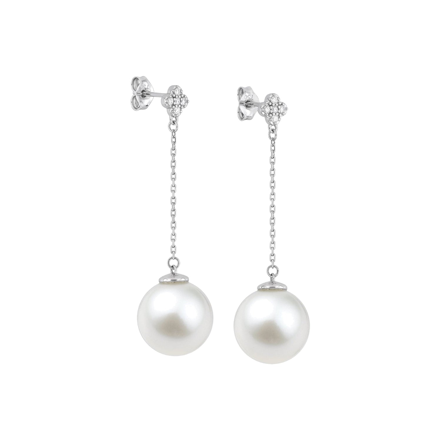 Victoria White gold & Pearl earrings - White