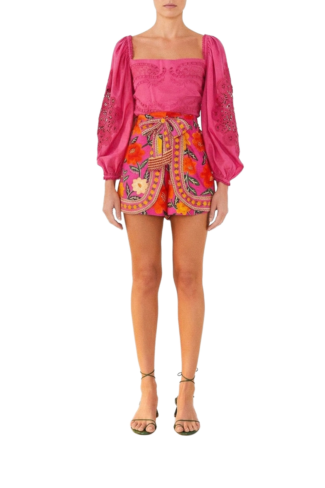 Blouse Lace à manches bouffantes - Rose