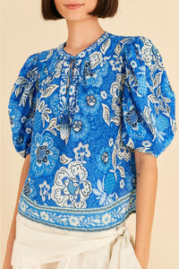 Full Of Flowers cotton blouse - Blue