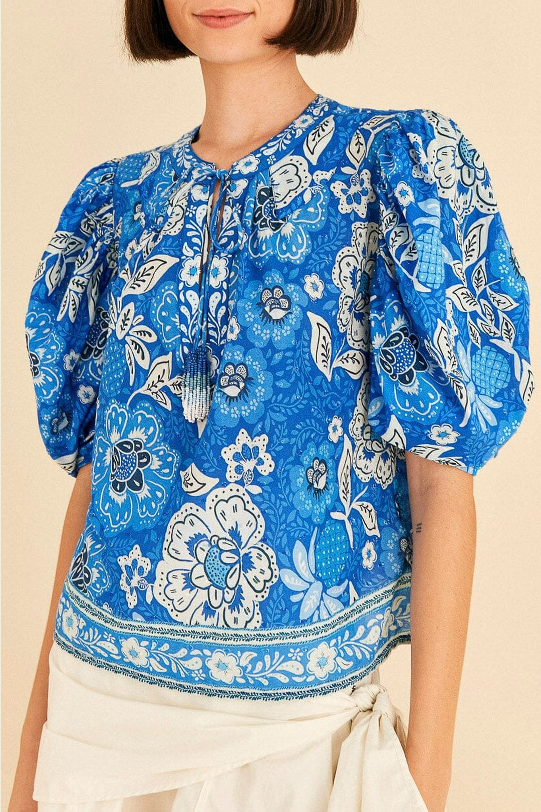 Full Of Flowers cotton blouse - Blue
