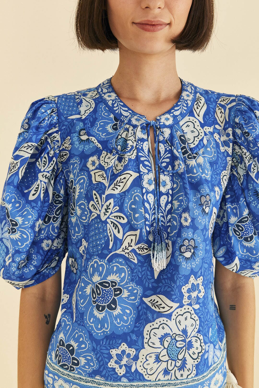 Full Of Flowers cotton blouse - Blue