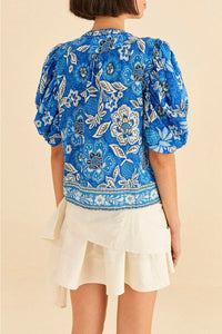 Full Of Flowers cotton blouse - Blue