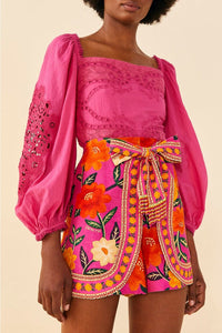 MEDIA OFF LINE_Short Flower Tapestry en lin - Rose
