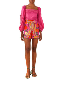 MEDIA OFF LINE_Short Flower Tapestry en lin - Rose