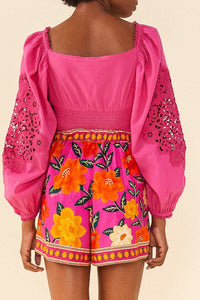 MEDIA OFF LINE_Short Flower Tapestry en lin - Rose