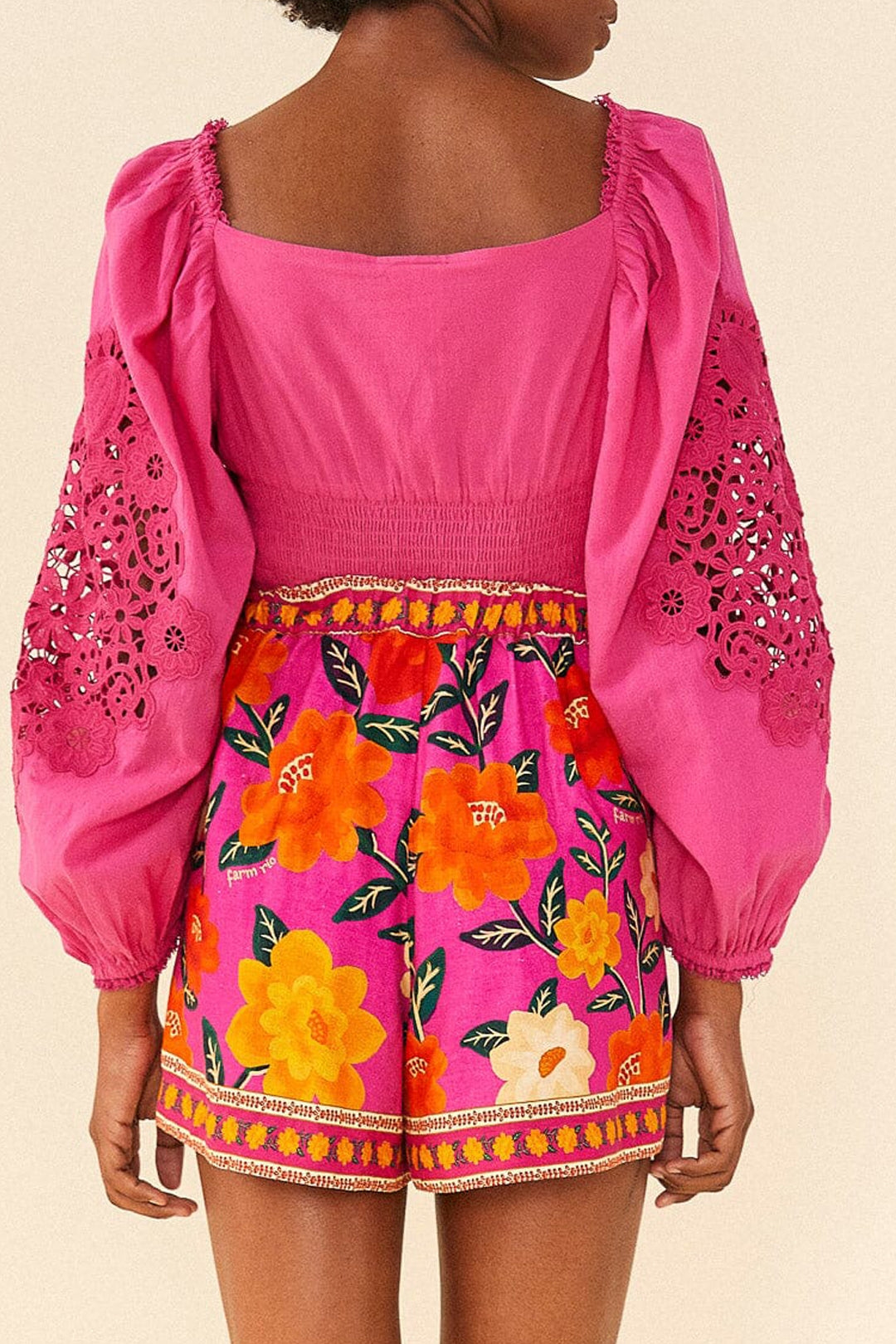 MEDIA OFF LINE_Short Flower Tapestry en lin - Rose