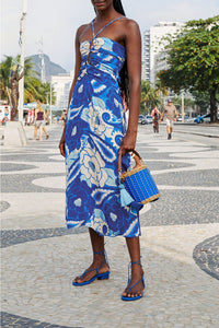 Robe midi Groove Tropical - Bleu