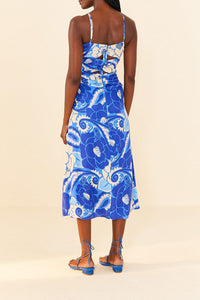 Robe midi Groove Tropical - Bleu