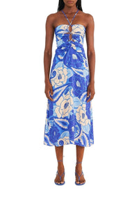 Robe midi Groove Tropical - Bleu