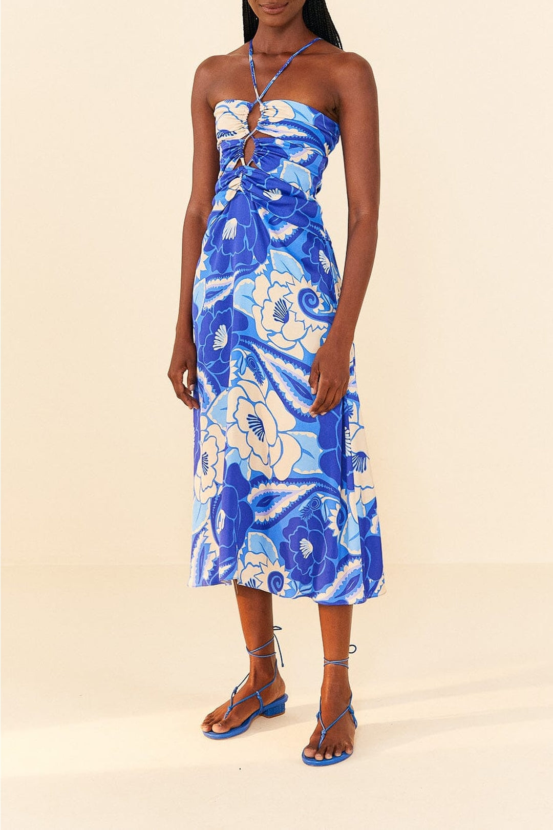 Robe midi Groove Tropical - Bleu