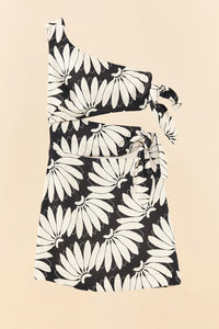 Robe courte ajourée Copacabana en lin - Noir