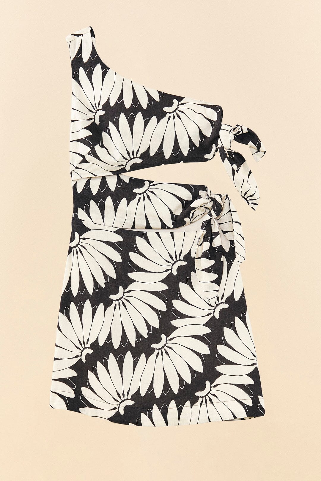 Robe courte ajourée Copacabana en lin - Noir