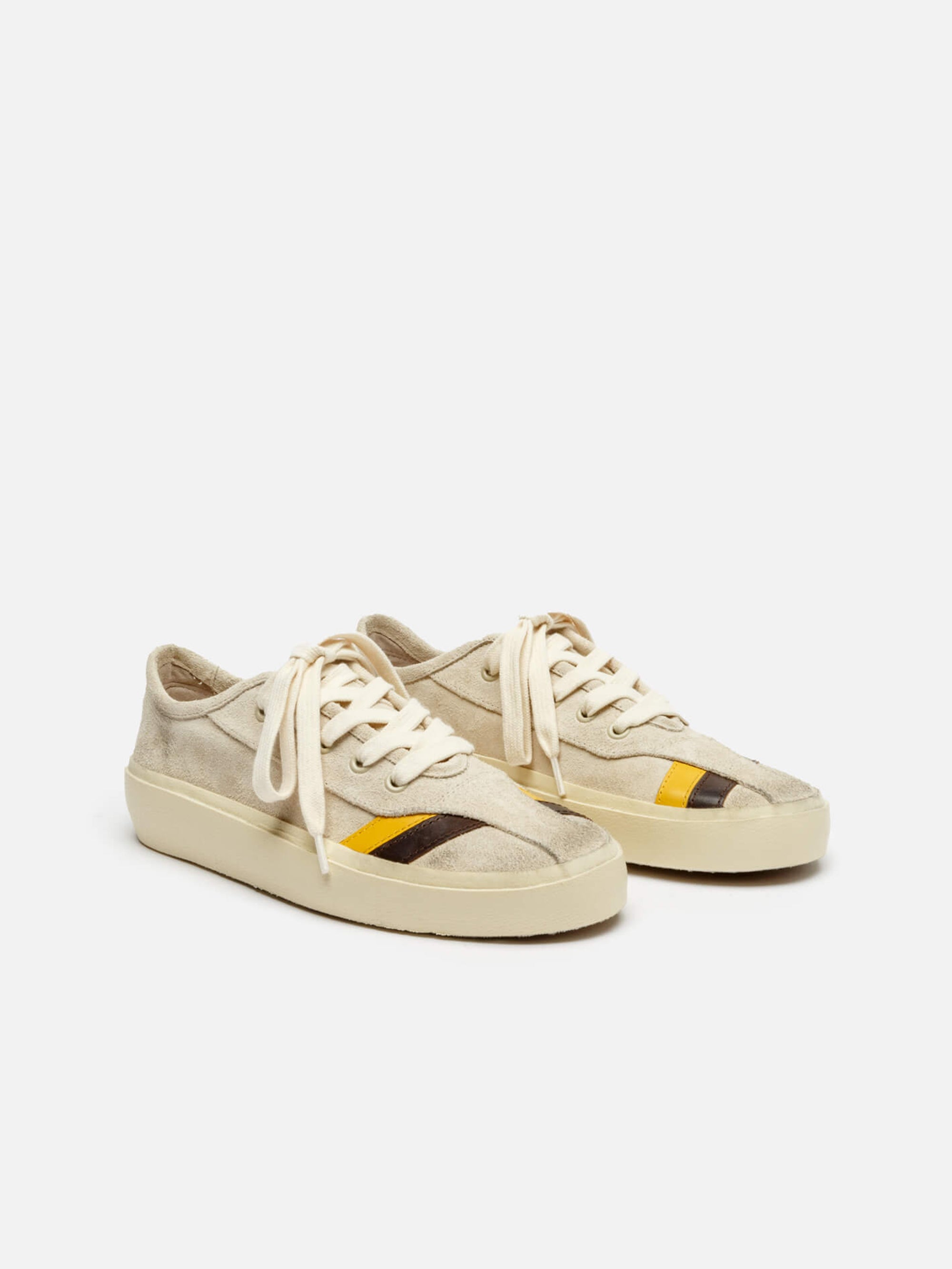 70's striped low-top leather trainers - Off White Suede