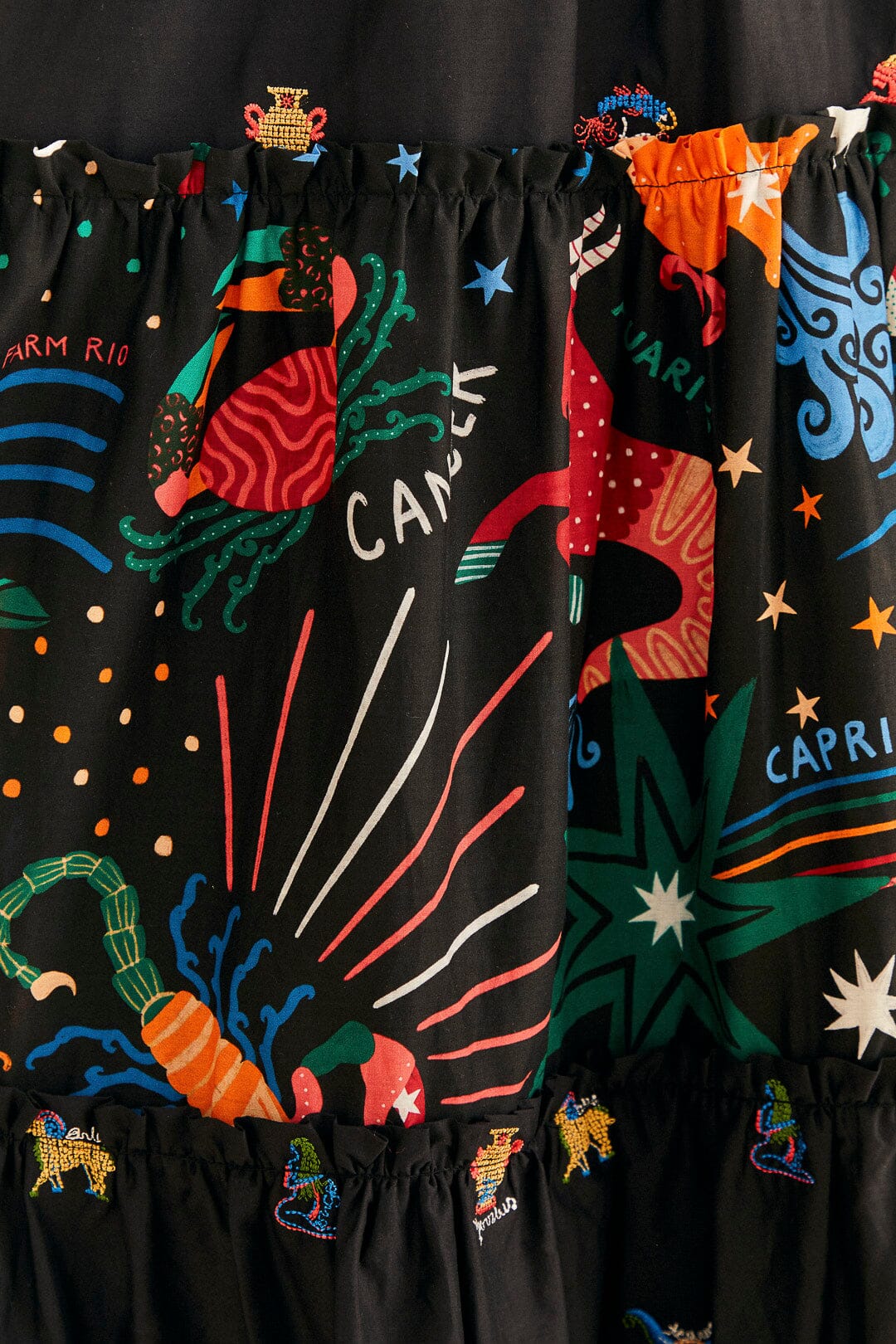 MEDIA OFF LINE_Robe longue brodée Zodiac en coton - Noir