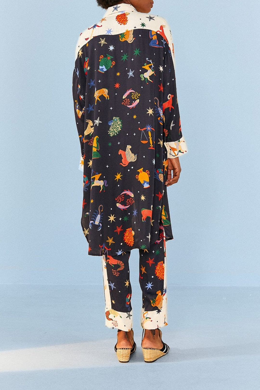 Chemise longue à motifs signe du zodiaque - Noir