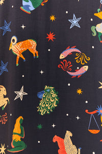 Chemise longue à motifs signe du zodiaque - Noir